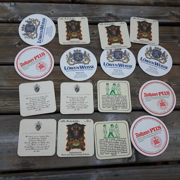 Vintage German Beer Coaster Mat LOT Becks Thurn Und Taxis Lowen Weisse Becks - Picture 2 of 2